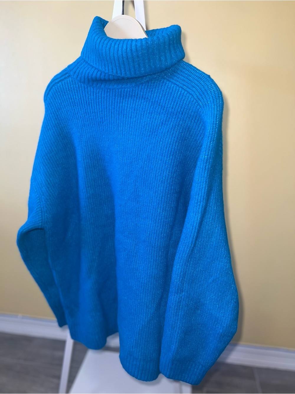 Zara Bright Blue Ribbed Turtleneck Sweater
